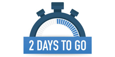 Stop watch with the words '2 Days to go' underneath it