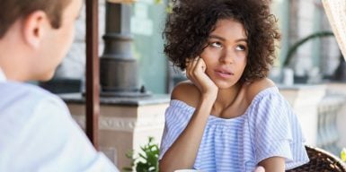 Woman looks thoughtful because he loses interest